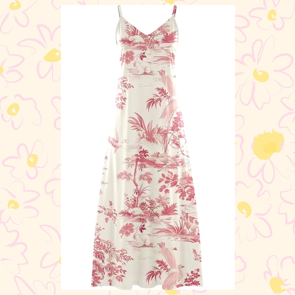 New 🆕 Floral and fowl print cotton maxi dress sz 11-12